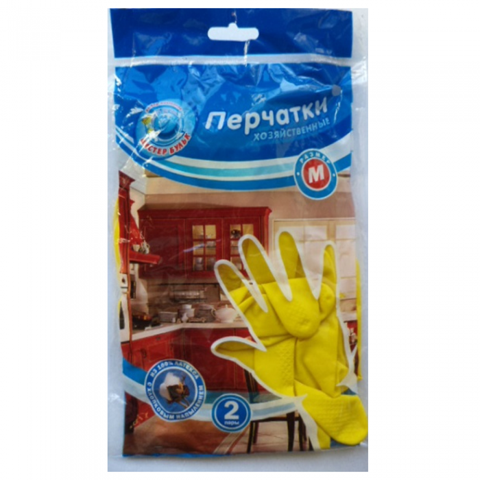 Перчатки латексные с хлопковым напылением Мистер Бульк размер L