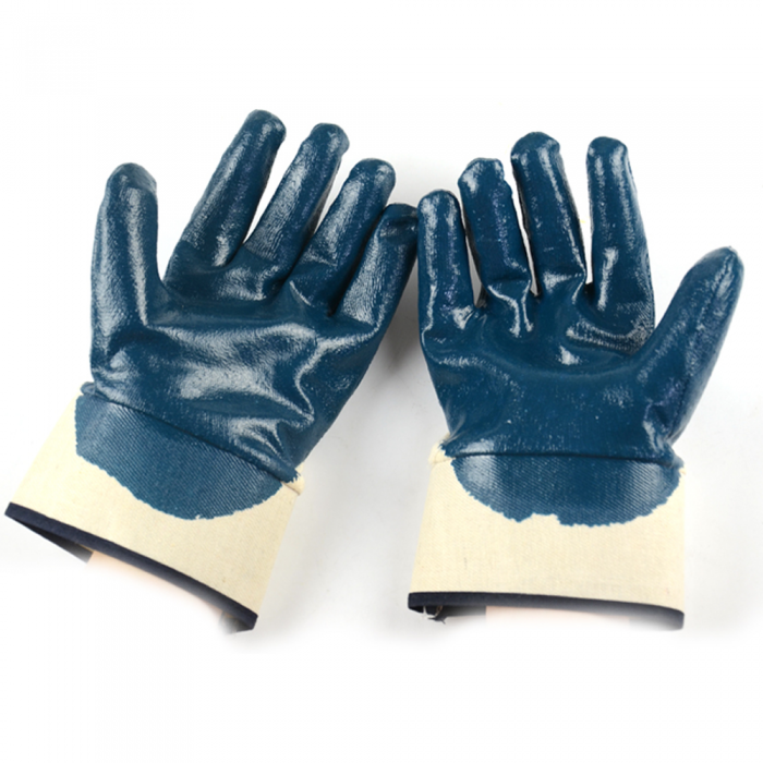 Перчатки нитриловые синие "Hycron" полный облив крага 11 размер